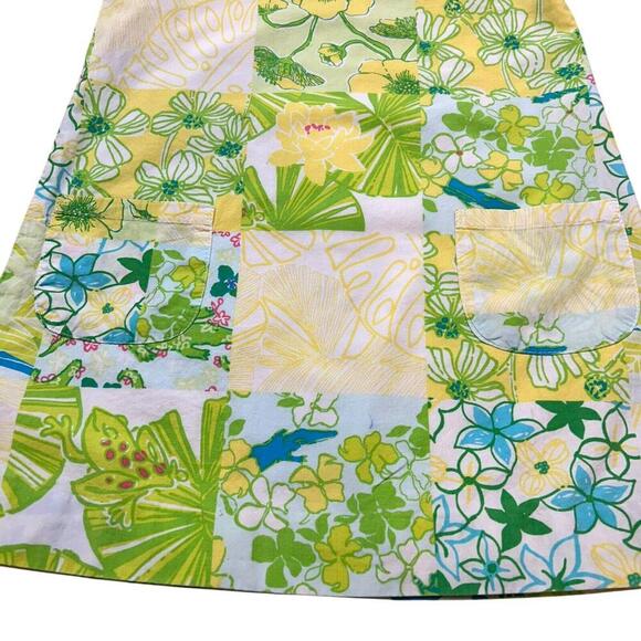 Lilly Pulitzer Girls Size 4 Cotton Floral Print Patchwork Shift Dress Yellow - Picture 2 of 13